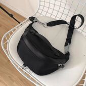 尼龙布胸包ins潮女包2020新款 真皮单肩斜挎包时尚 百搭牛津布腰包