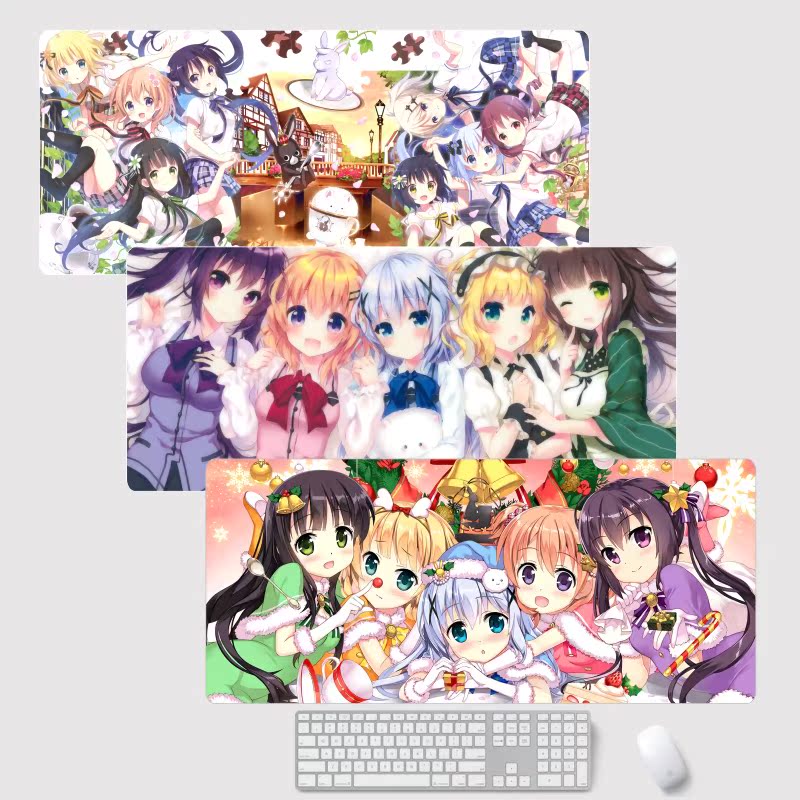 请问您今天要来点兔子吗香风智乃超大鼠标垫动漫周边加厚包边桌垫