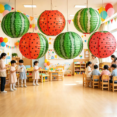 西瓜灯笼装饰幼儿园儿童手工diy