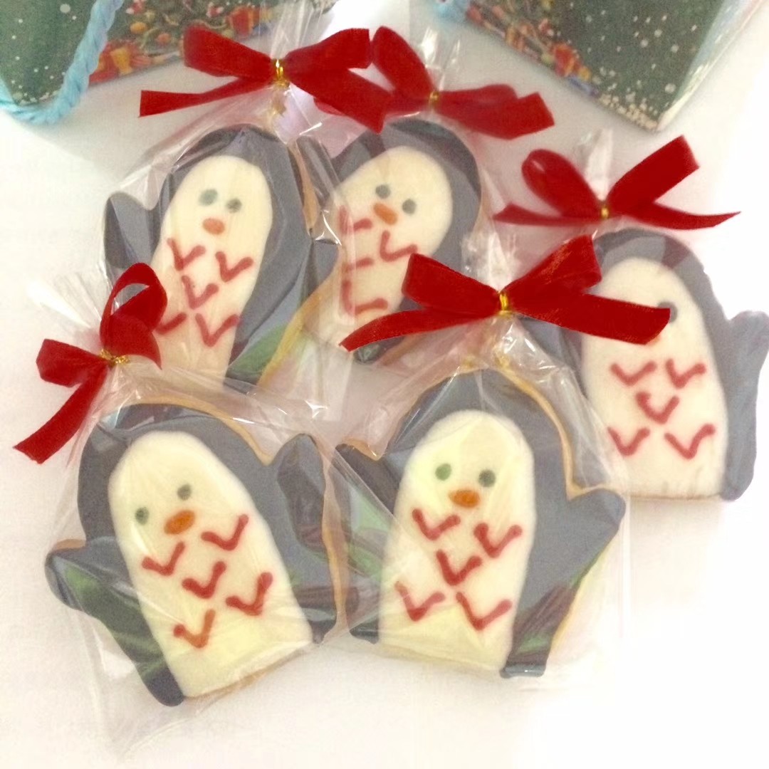 手工翻糖糖霜饼干定制小企鹅可写字宝宝生日礼物甜品台回礼伴手礼