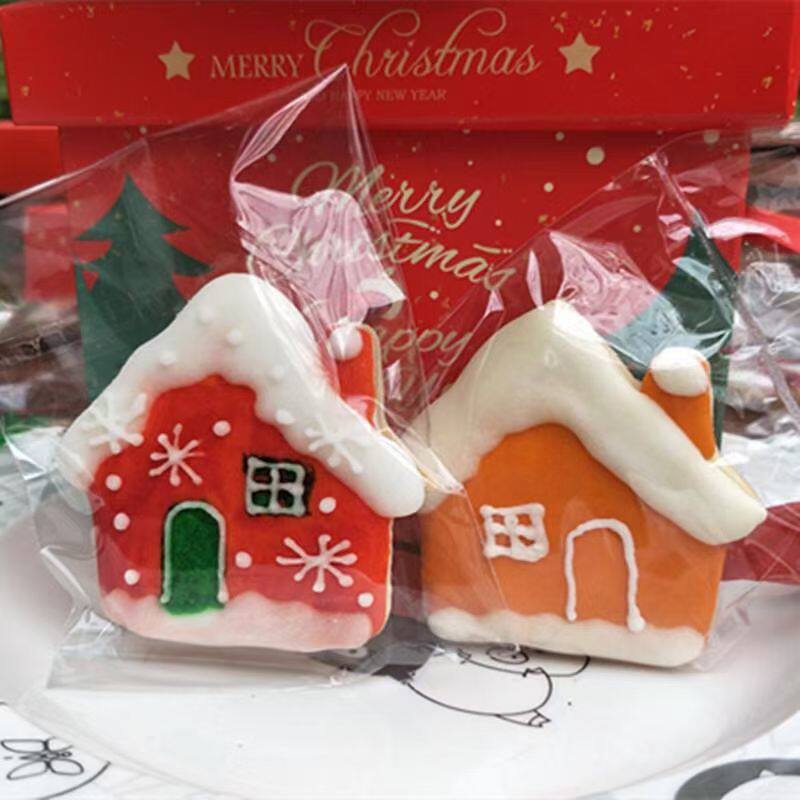 圣诞小房子翻糖糖霜饼干定制节日礼物甜品台回礼伴手礼分享小礼物