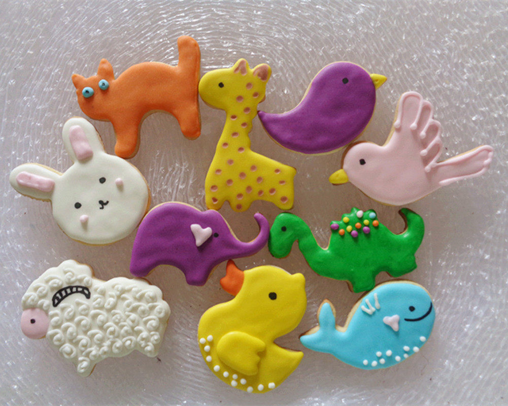 小动物翻糖糖霜饼干定制 可以刻字 小朋友生日六一儿童节礼物零食