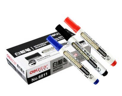 得力白板笔6811 大头彩色白板笔 可擦水性白板写字笔办公用品