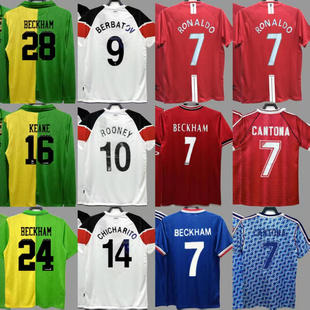 曼L复古球衣足球服7号贝克汉姆坎通纳C罗纳尔多鲁尼吉格斯球衣