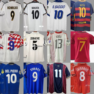 复古球衣博卡卡齐达内马尔蒂尼皇M拉多纳鲁伊斯塔因扎吉足球服