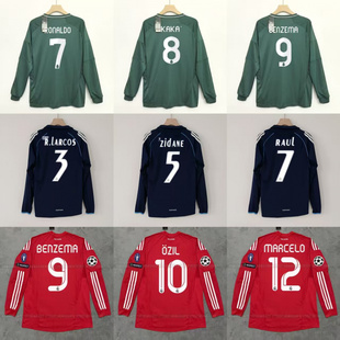 复古球衣皇马C罗卡卡劳尔古蒂拉莫斯佩佩齐达内本泽马长袖足球服