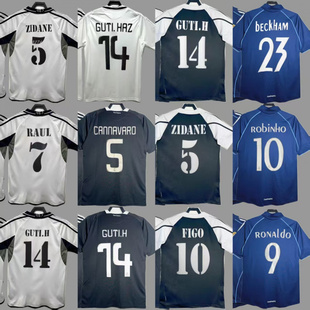 皇M复古足球服经齐达内古蒂劳尔菲戈卡洛斯贝克汉姆罗纳尔多球衣
