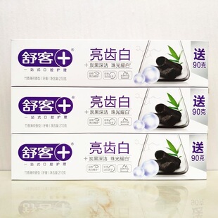 舒克亮齿白牙膏210克美白牙齿清新口气家庭装牙膏