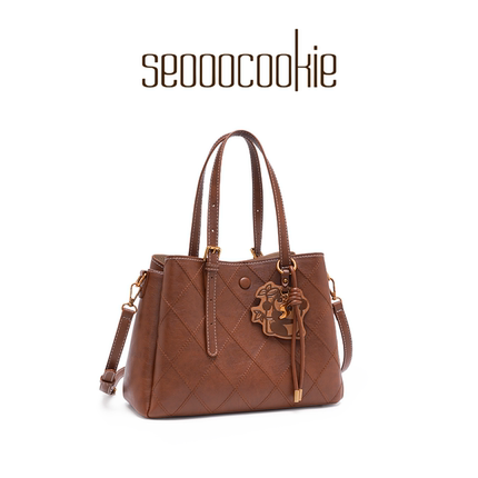 Seooocookie韩国复古大容量质感手提包2025新款百搭单肩斜挎女包