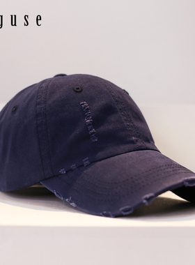 新款纯色做旧破洞棒球帽男夏季街头潮时尚休闲百搭遮阳鸭舌帽子女