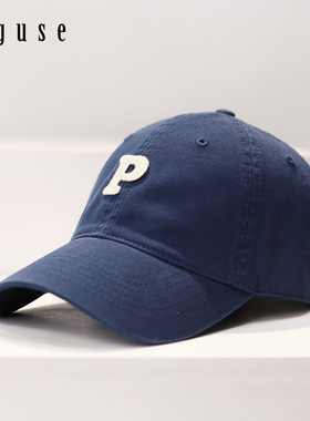 韩版软顶运动棒球帽子女ins潮牌四季p字母百搭显脸小遮阳鸭舌帽男