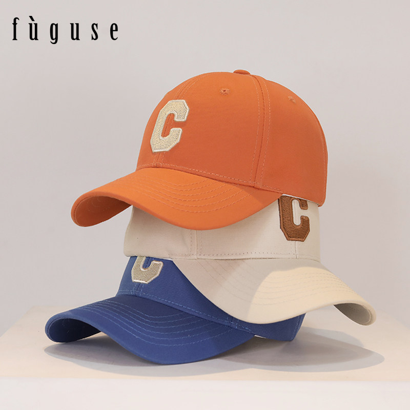 刺绣大c字母硬顶棒球帽子男女潮牌四季百搭显脸小遮阳情侣鸭舌帽