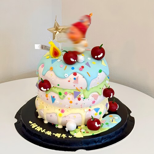 可爱吹泡泡星空人蛋糕装饰摆件套装卡通儿童生日甜品装扮插牌插件