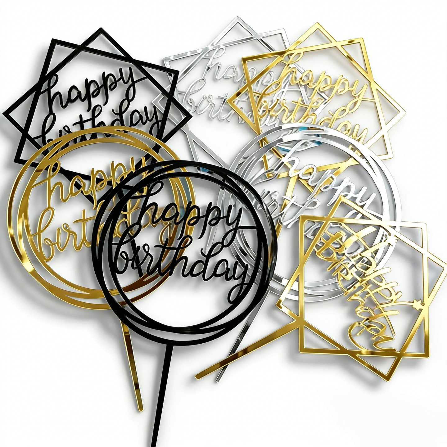 父亲节亚克力蛋糕装饰插牌暴富LOVE爱心烘焙派对甜品生日快乐插件