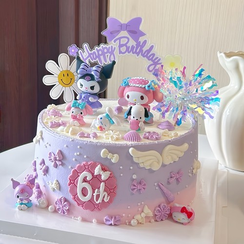 网红粉色美乐帝蛋糕装饰套装库洛米帕恰狗女孩生日甜品台装扮插件