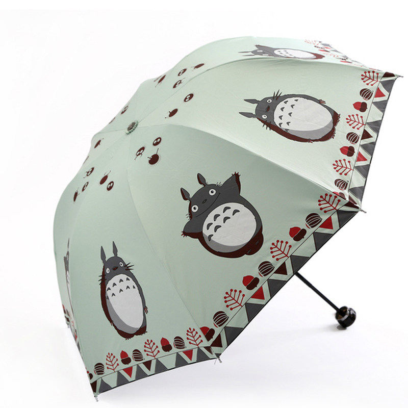 大地花 韩国创意龙猫伞黑胶防紫外强防晒线折叠晴雨两用伞包邮