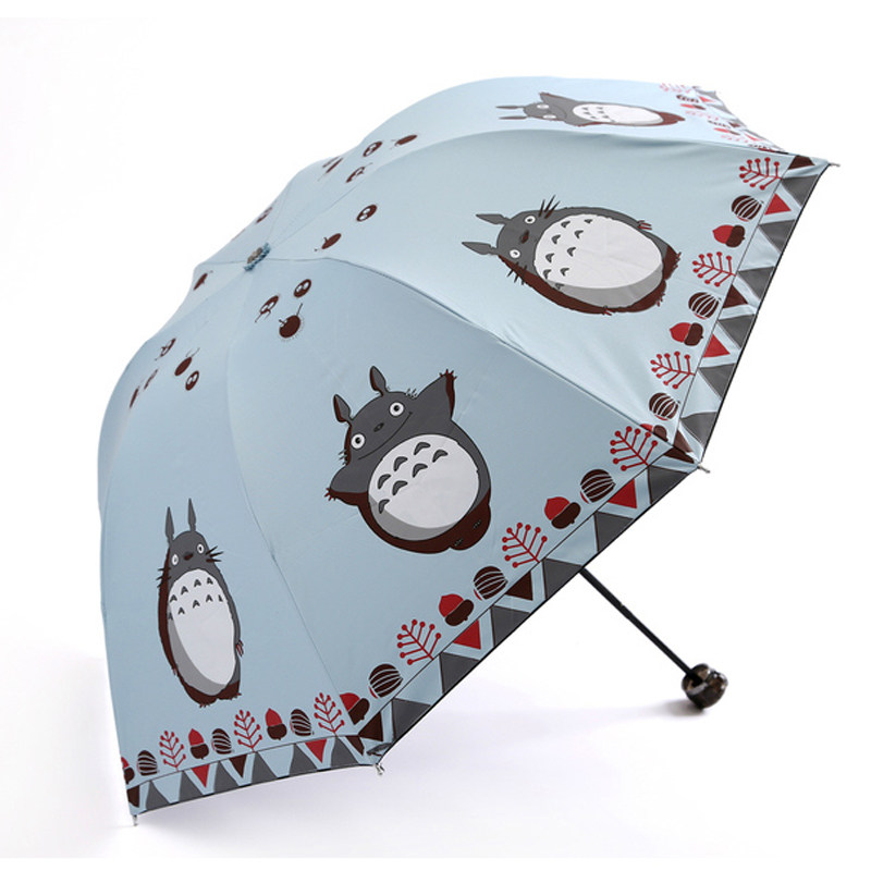 大地花 韩国创意龙猫伞黑胶防紫外强防晒线折叠晴雨两用伞包邮