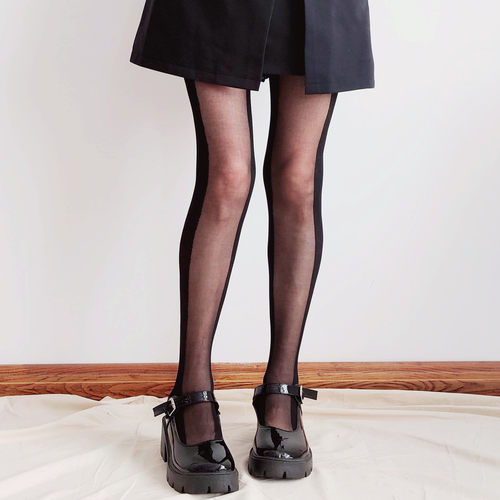 黑丝张惠妹同款丝袜日韩系黑色拼接连裤袜子ins网红潮女打底袜女 - 封面