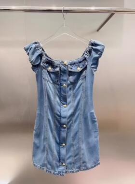 正品3I3RE05-240 24秋2 1190W 蓝色 牛仔连衣裙