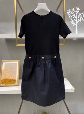 正品2H2O401-23 D大 23夏1 1999W 黑色  拼接连衣裙