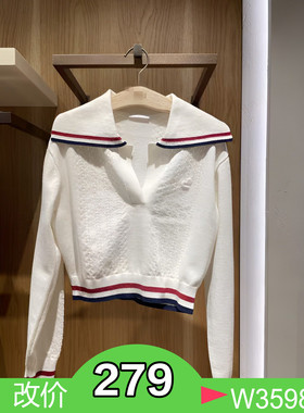 正品3H1E422-23 D小 23春4 1190W 白色翻领针织衫