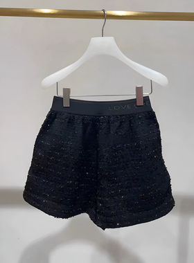 正品2I2Q119-24 D大2024夏4 1299  黑色X 粗花呢短裤