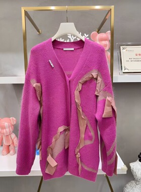 正品2H4E551-230  23冬 2799 黑色R 蝴蝶 针织开衫