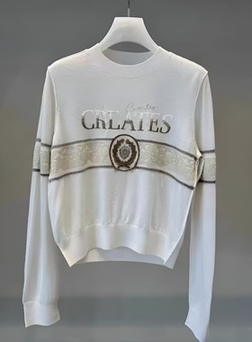 正品2I3E426-240 D大24秋6 1799 白色Z 针织长袖绣花套衫