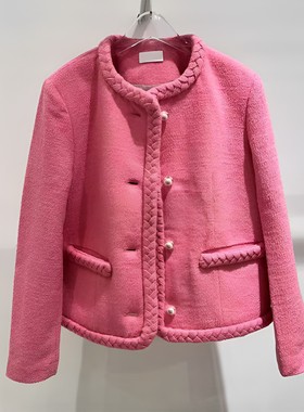 正品3E4F411-240冬款女装粉红色粗花呢外套吊牌1990