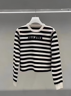 正品2H4E413-230  23冬5 1899 黑色X 条纹 针织衫