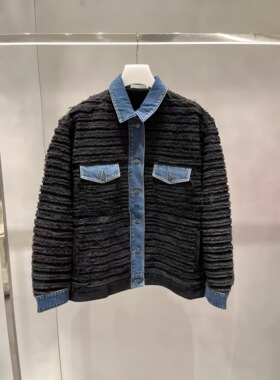 正品2I1RD07-24 D大24春1 3299 黑色R 牛仔毛条外套