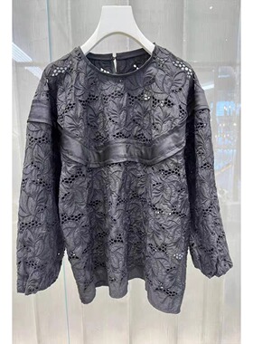 正品2H1D541-23  D大 23秋4  1699 黑色X 水溶蕾丝上衣