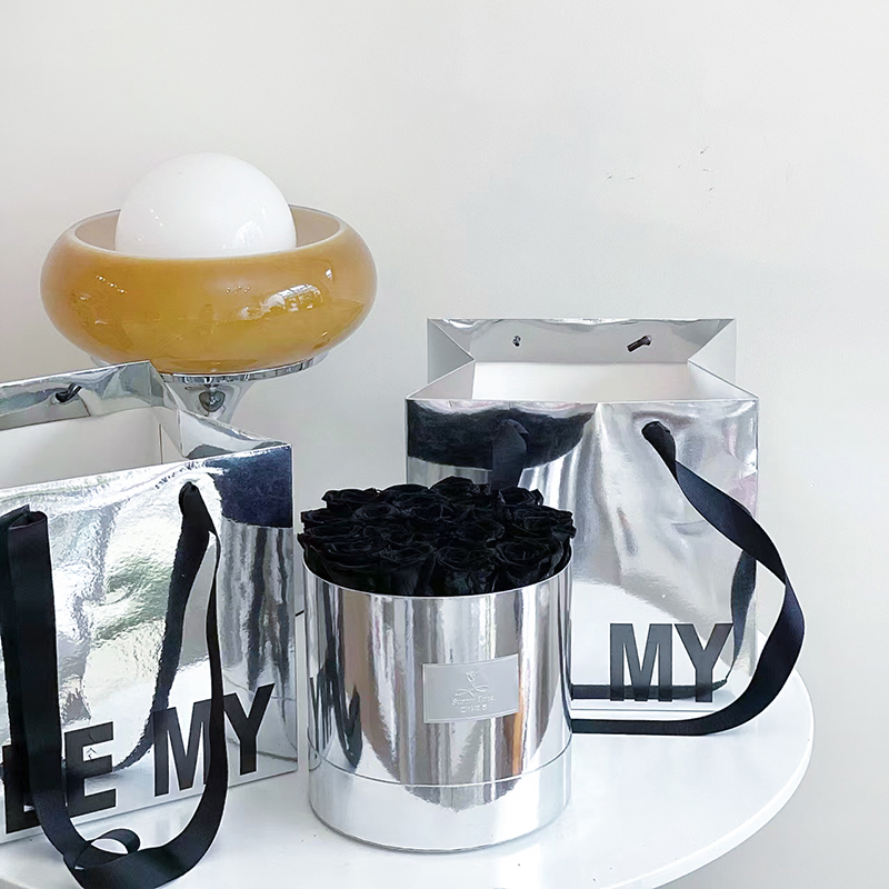 银色抱抱桶玫瑰花鲜花抱抱桶鲜花礼物盒花束花盒插花diy包装材料