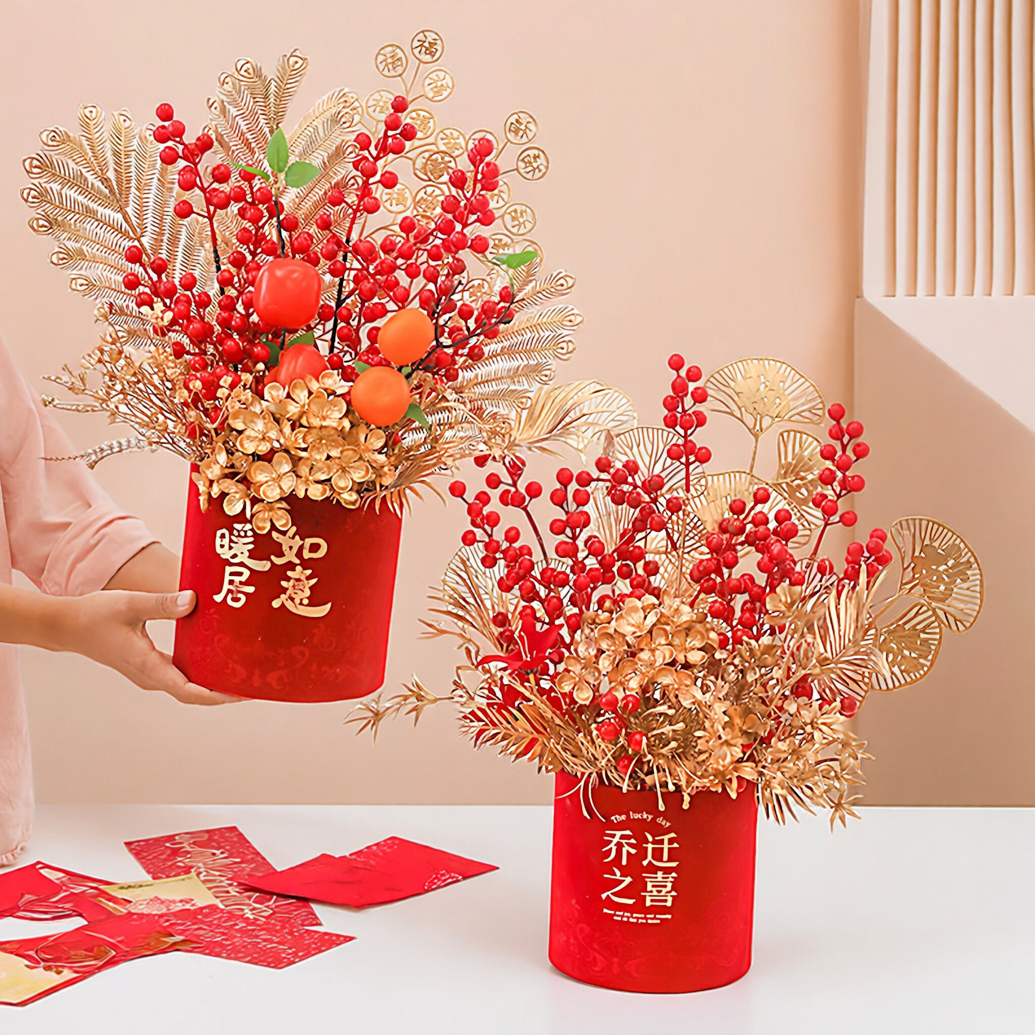 2026新年福桶成品套装大礼包年宵花桶春节喜庆乔迁仿真花装饰摆件,家居饰品,福桶,淘宝优惠券,粉丝福利购,淘宝优惠卷