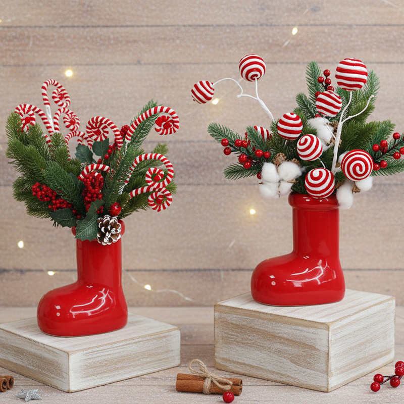 圣诞红鞋子花瓶阿童木圣诞节装扮