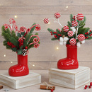 扮礼物创意客厅 子陶瓷花瓶阿童木靴子圣诞节装 2026元 旦圣诞红鞋