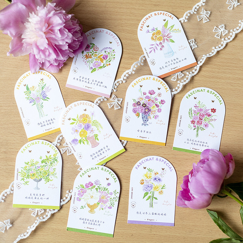 母亲节新款贺卡简约小清新卡片鲜花花束装饰插卡感恩祝福鲜花贺卡
