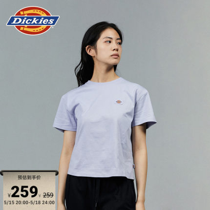 Dickies 女式工装春夏胸前小logo织标短款短袖T恤宽松内搭