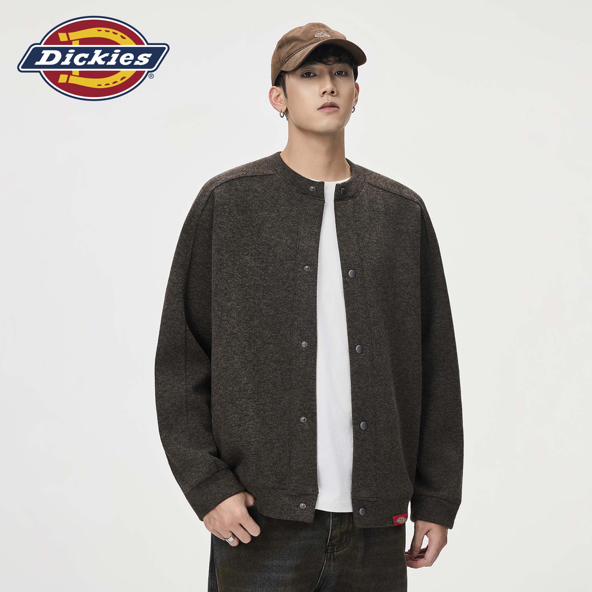 Dickies帝酷适含绵羊毛针织开衫男秋季宽松百搭美式通勤毛衣外套M