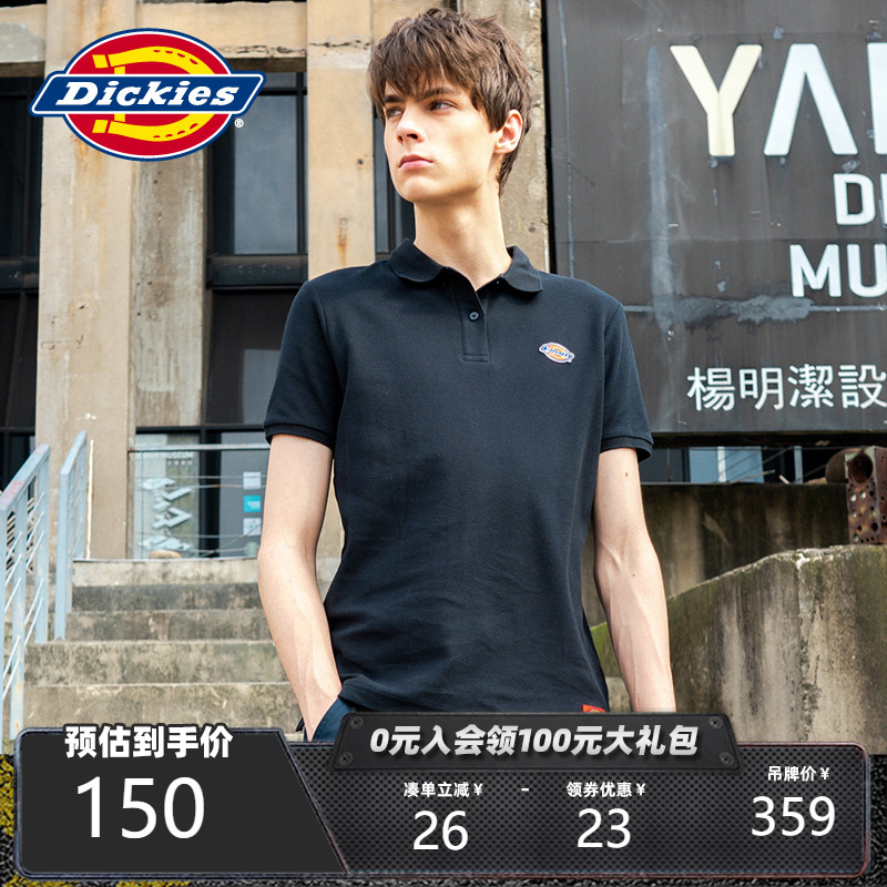 Dickies徽章贴布绣短袖Polo衫 男女同款情侣袖口罗纹上衣DK007376