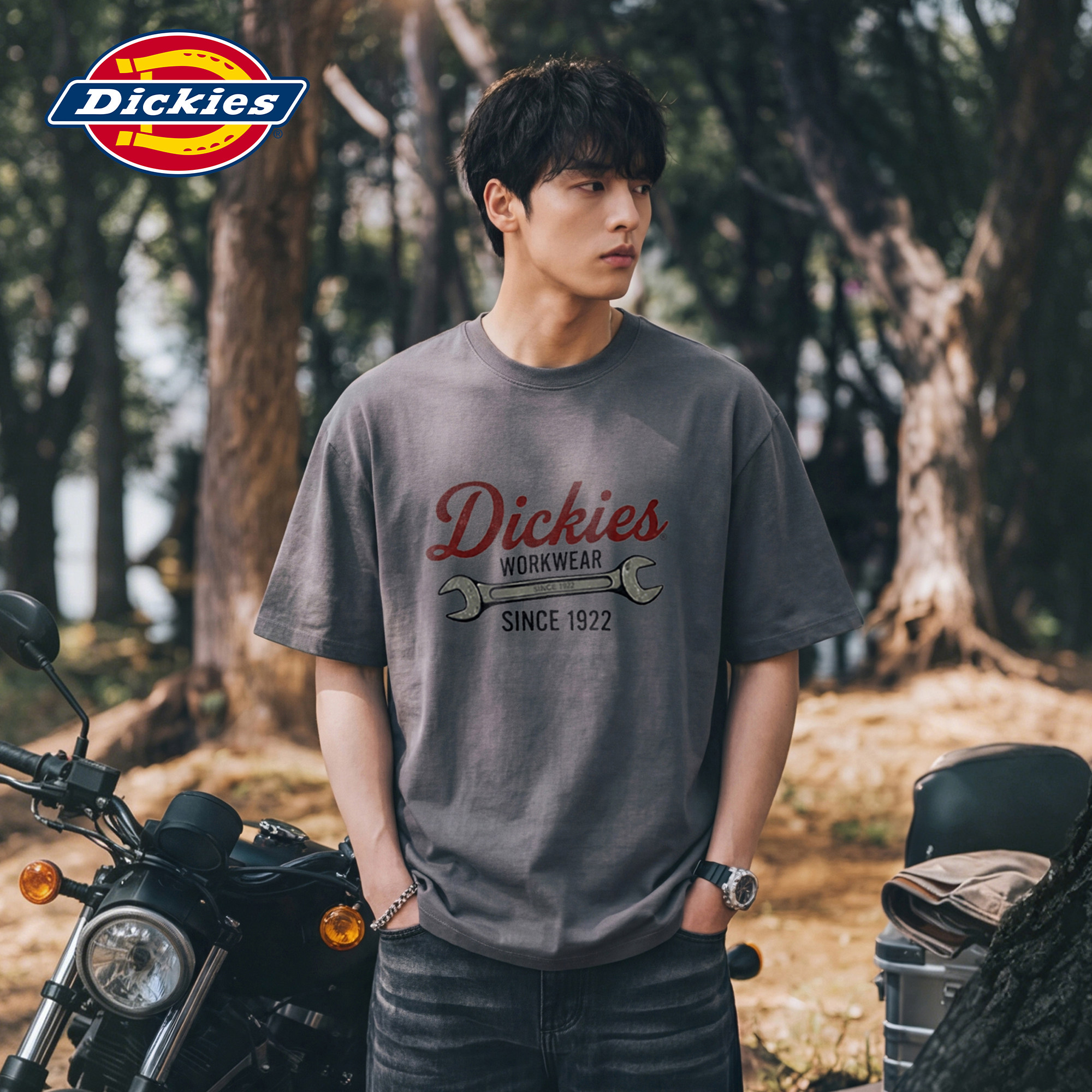 Dickies帝酷适短袖男新款美式纯棉透气高级舒适垂感宽松百搭T恤M