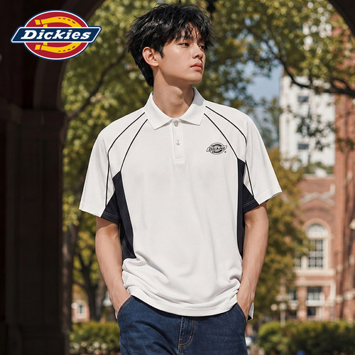 Dickies拼色线条分割短袖Polo衫