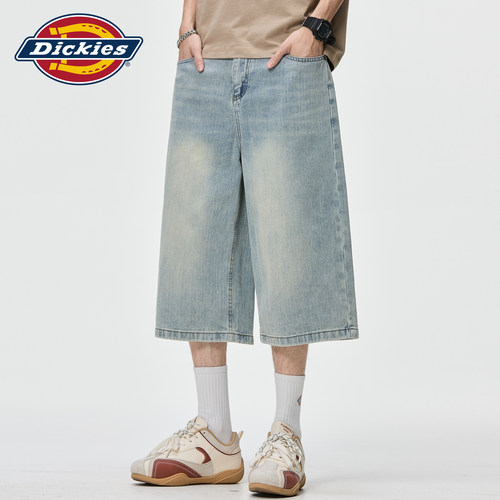 Dickies美式阔腿七分牛仔裤男夏