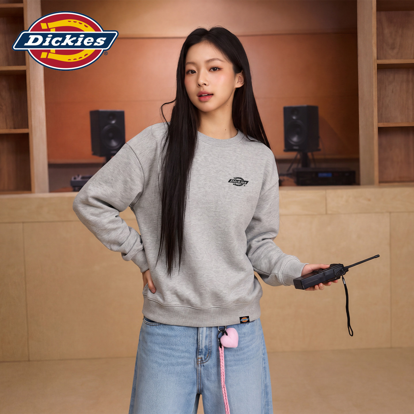 Dickies女士套头卫衣圆领长袖春秋款学院风Citygirl秋装上衣服1A