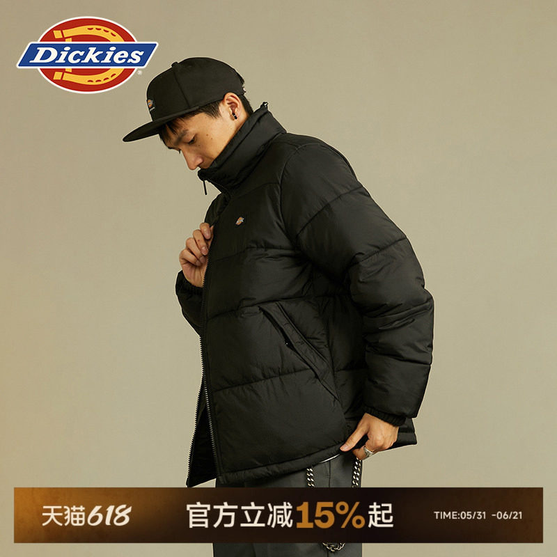 Dickies帝酷适春秋工装小logo棉服拉立领纯色链保暖外套男女情侣J