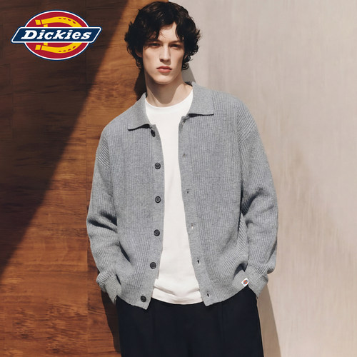 Dickies男秋季翻领针织开衫毛衣