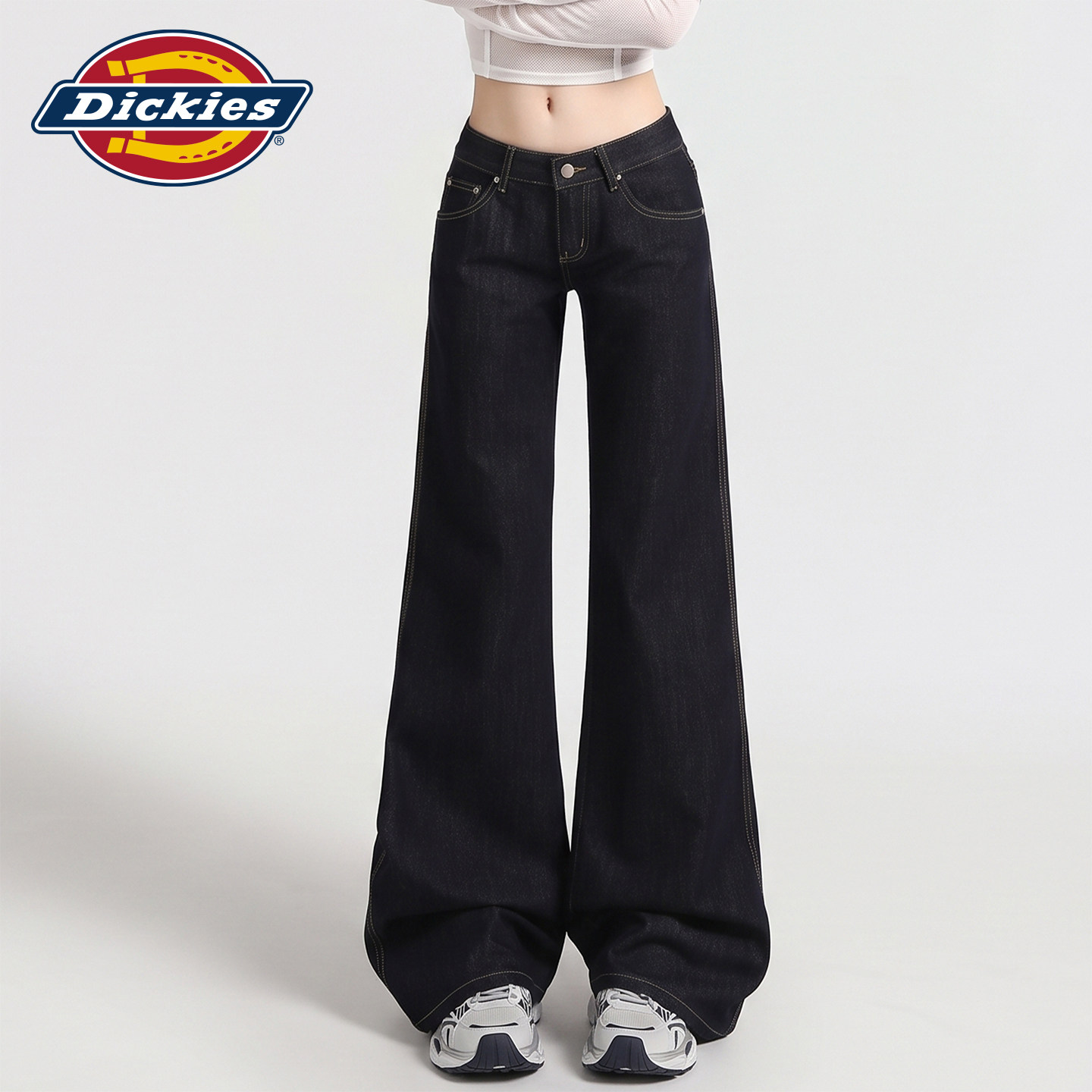Dickies帝酷适美式低腰原色微喇牛仔裤女秋季宽松垂感显瘦喇叭裤Y