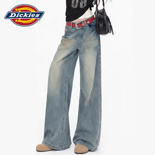 Dickies帝酷适水洗阔腿牛仔裤女Y
