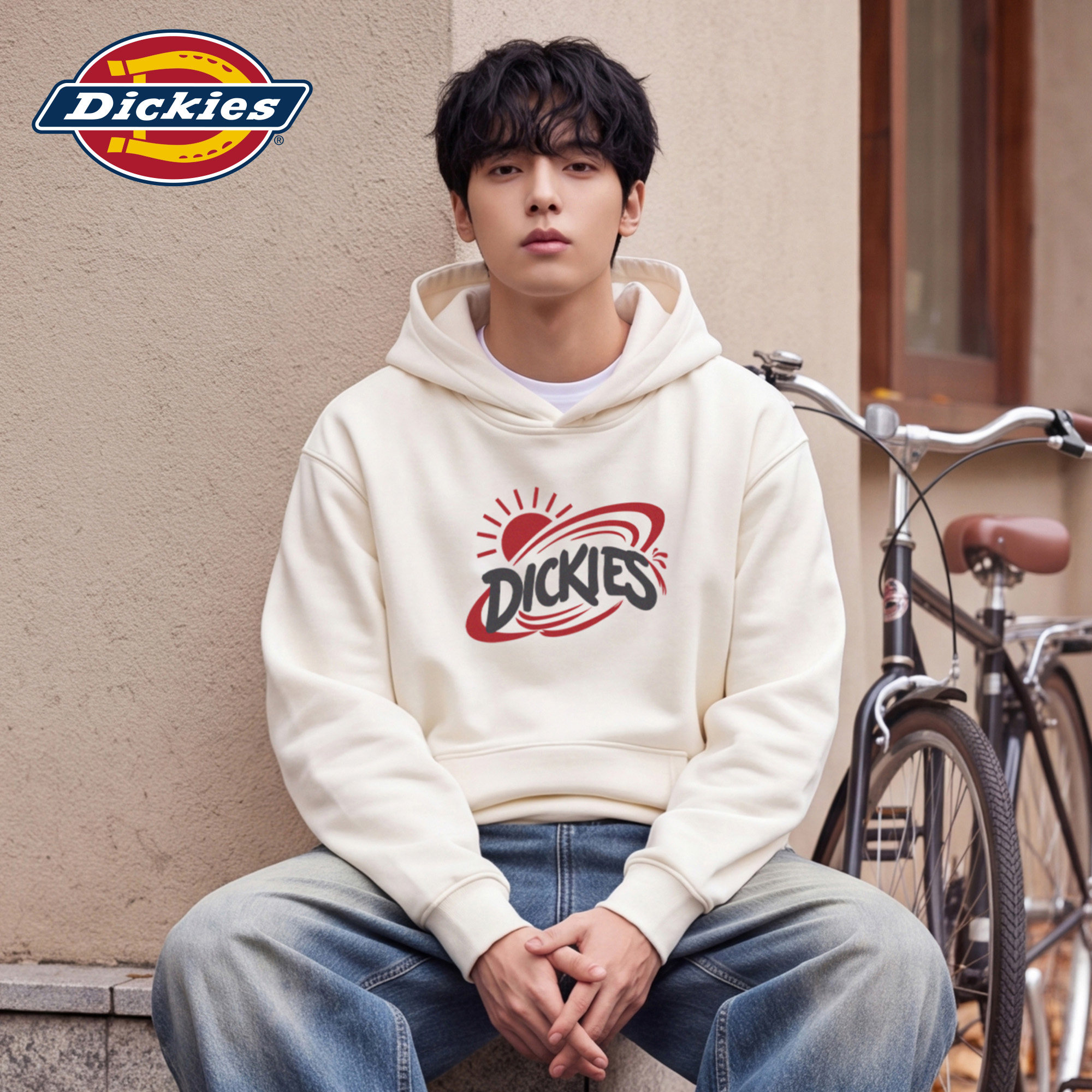 Dickies帝酷适美式潮牌字母印花连帽卫衣男秋季重磅宽松套头上衣M