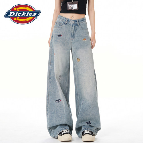 Dickies帝酷适刺绣阔腿牛仔裤女Y